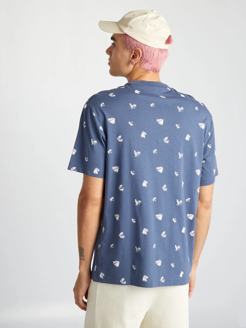 T shirt à col rond avec imprimé   Bleu