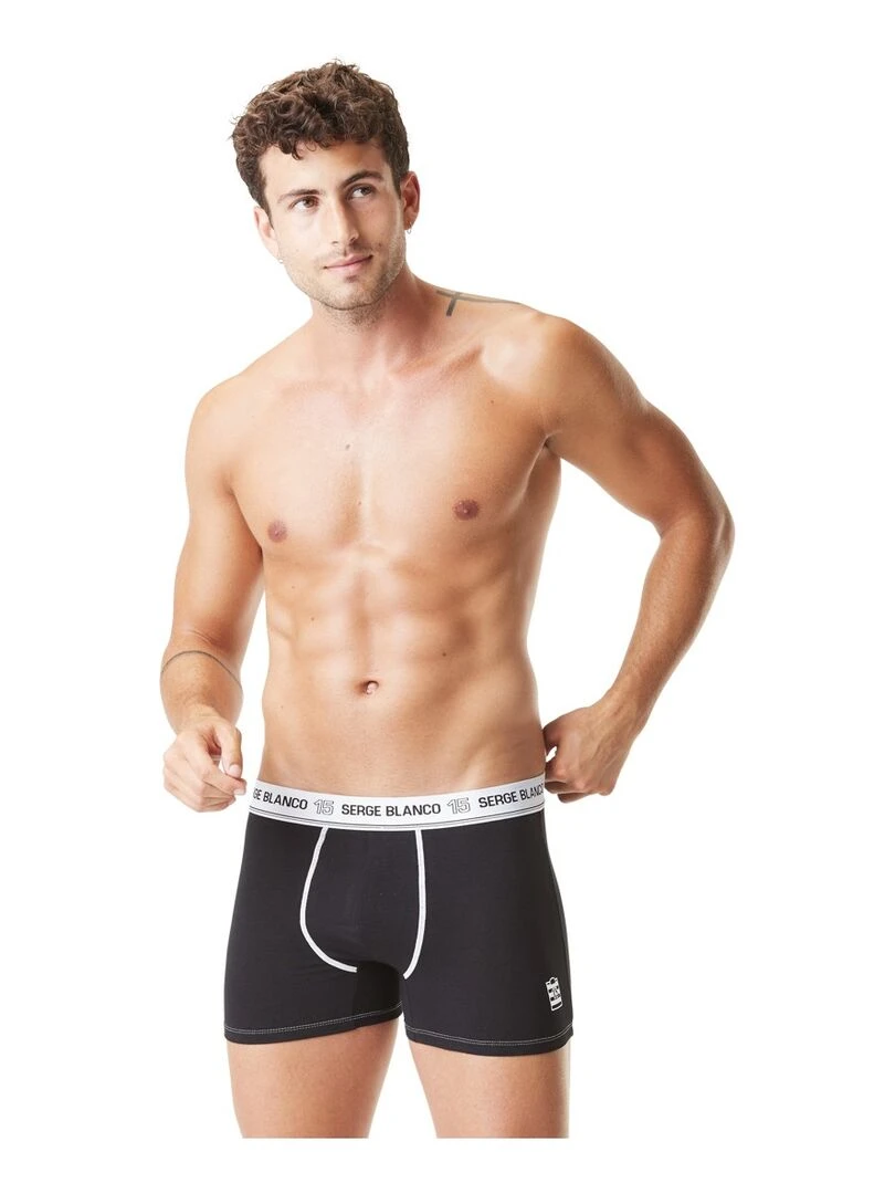 Lot de 5 Boxers Serge Blanco coton homme Class' Serge Blanco   Noir Gris Blanc