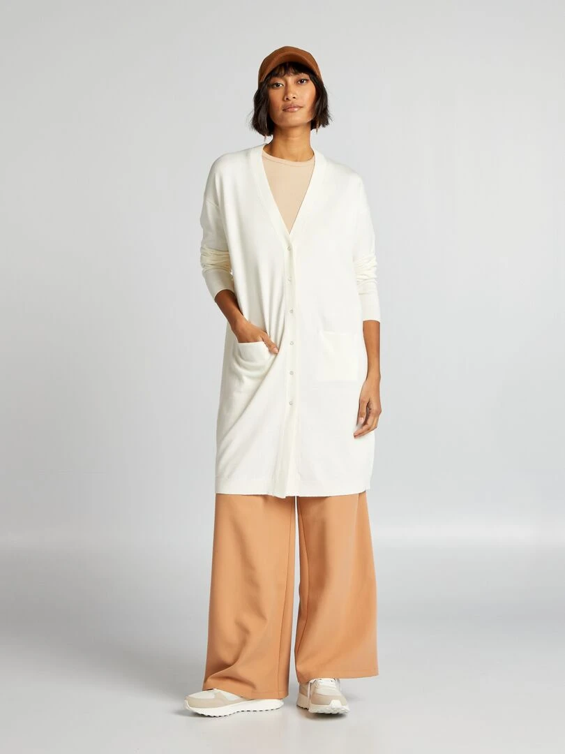 Gilet long boutonné Blanc