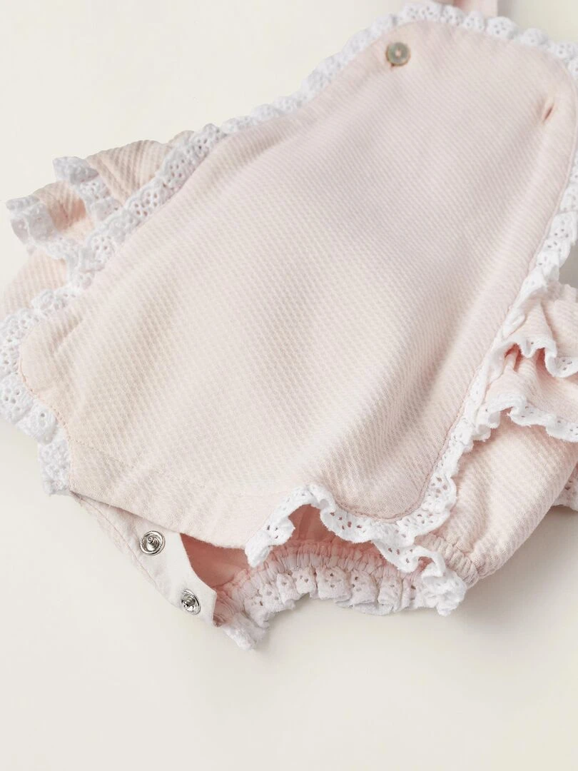 Combinaison en piqué de coton avec dentelle pour nouveau né  ATLANTIC COMPANY   Rose