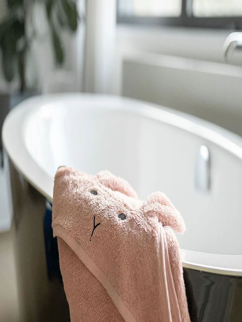 Serviette à capuche lapin   Rose