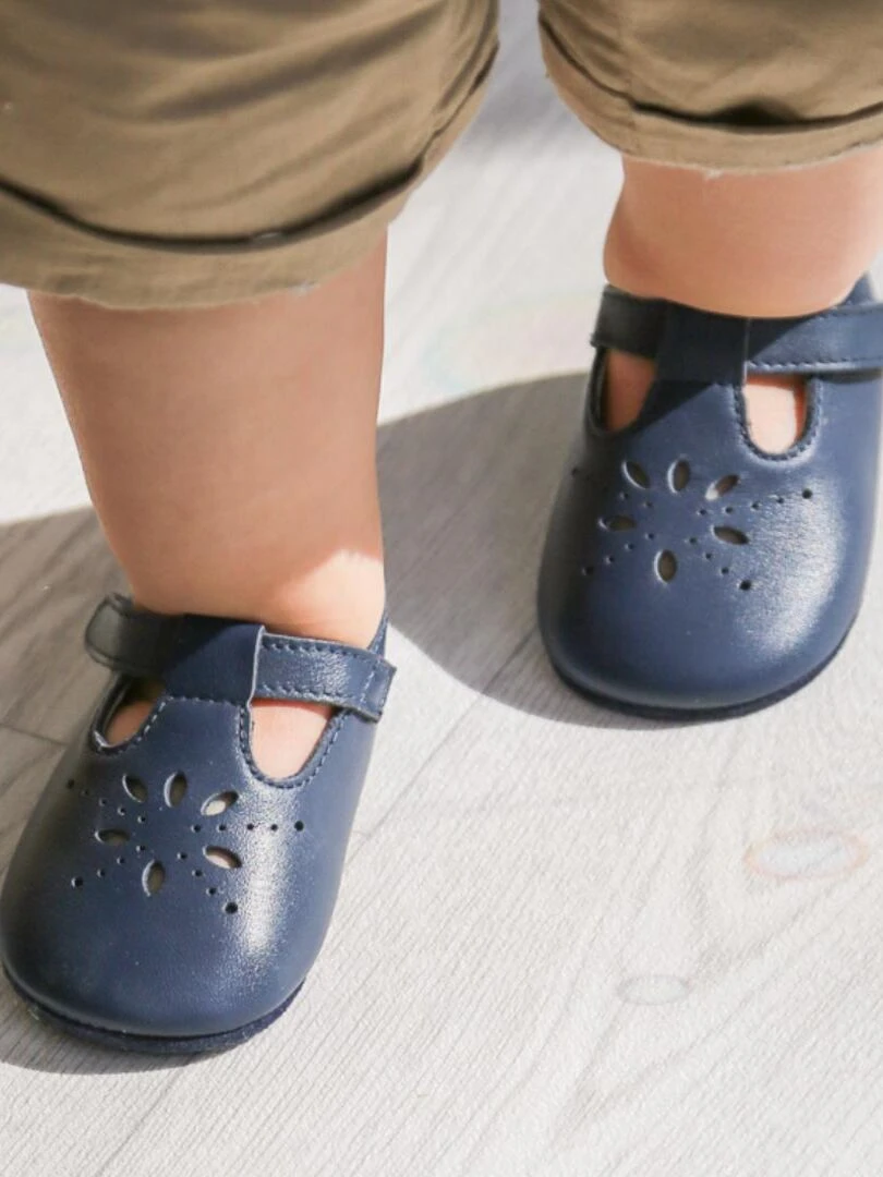 Salomé cuir souple   Bleu marine