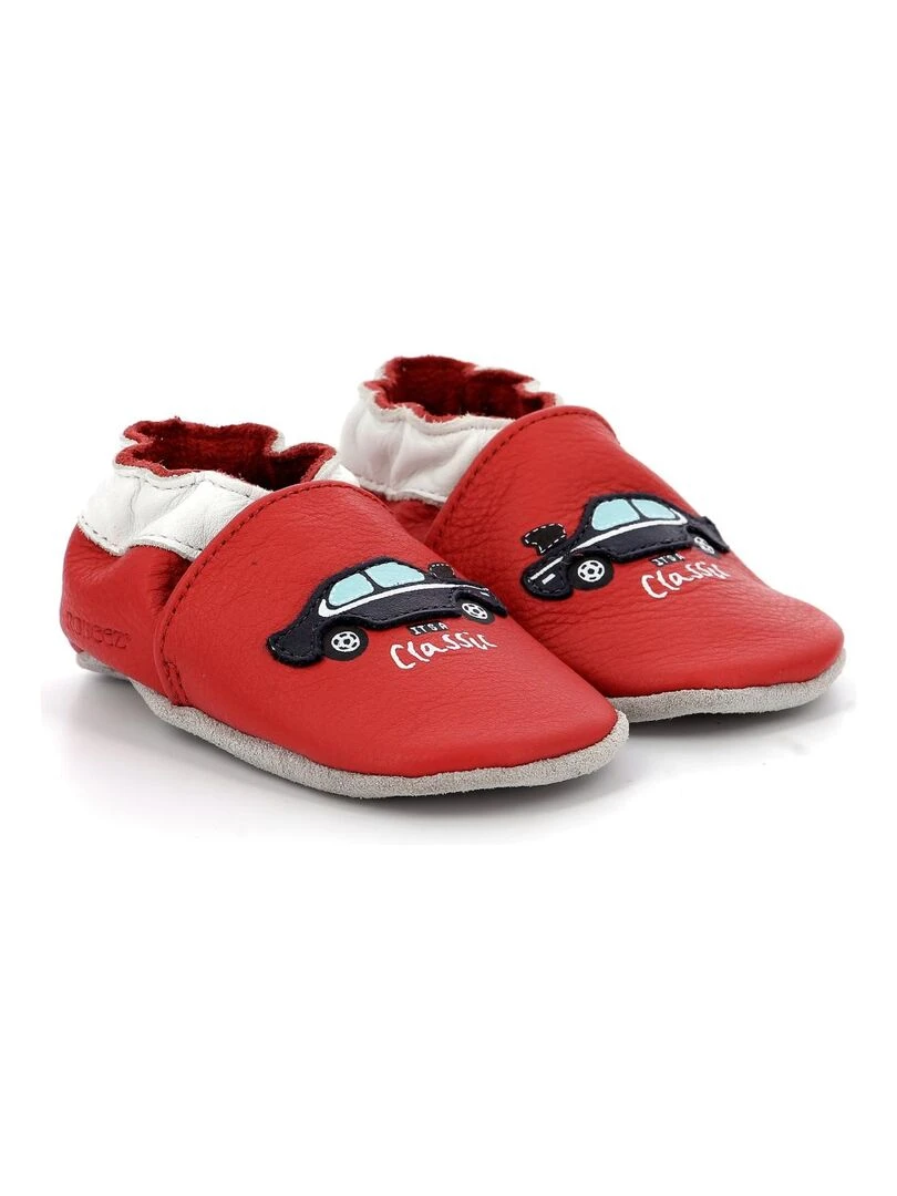 Chaussons Cuir Classicar Rouge