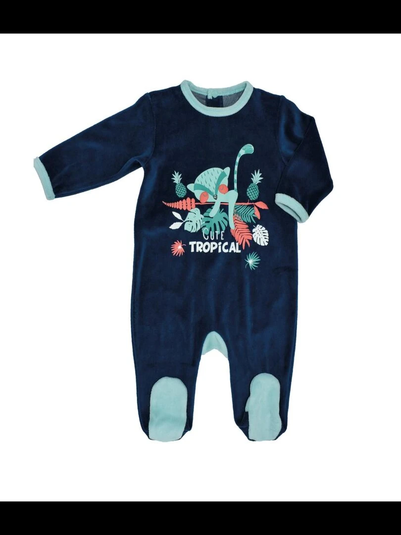 Pyjama Velours 'cute Tropical''doo&bo' bleu foncé