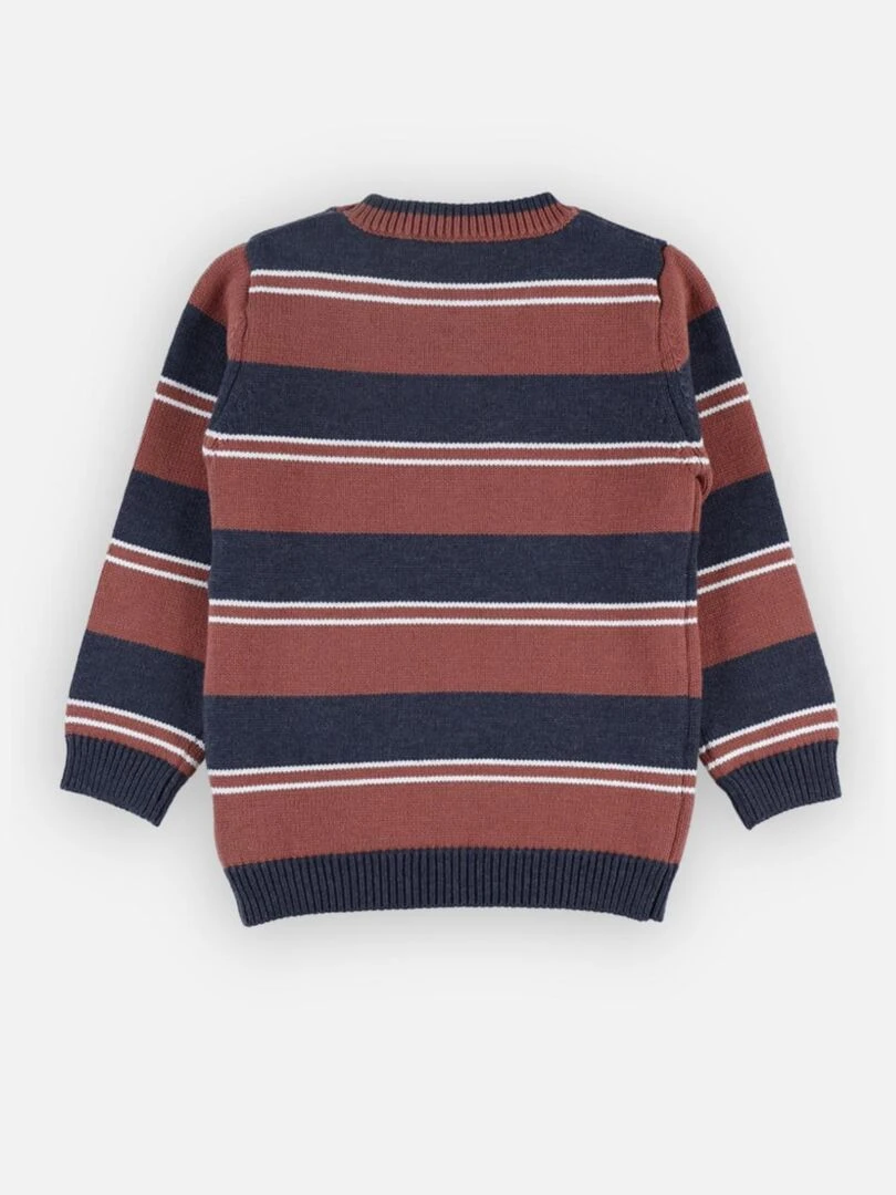 Pull tricot rayé  marine/caramel   Noukie's   Marron