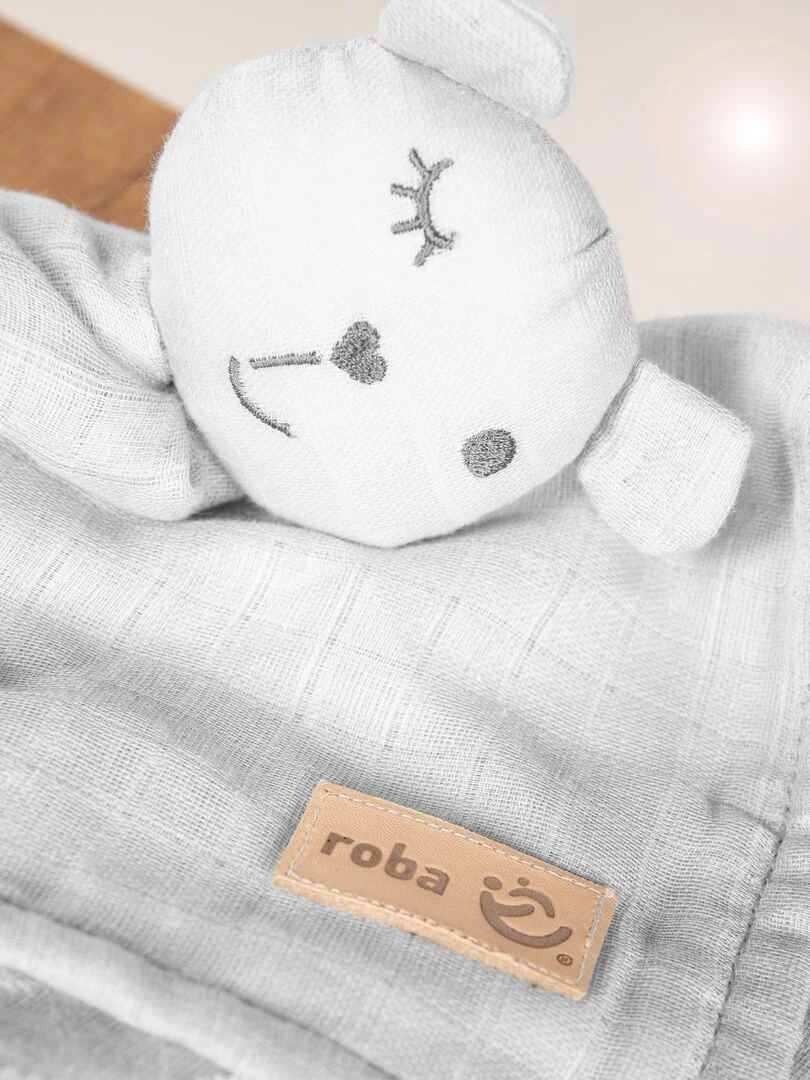 ROBA Doudou Ours "Lil Planet" Coton Bio Certifié OEKOTEX Gris argenté Gris