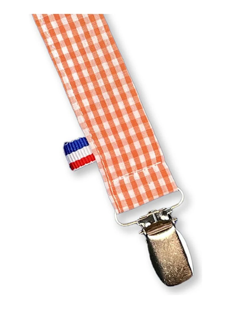 Attache Tétine en Coton Bio Teddy Vichy Orange