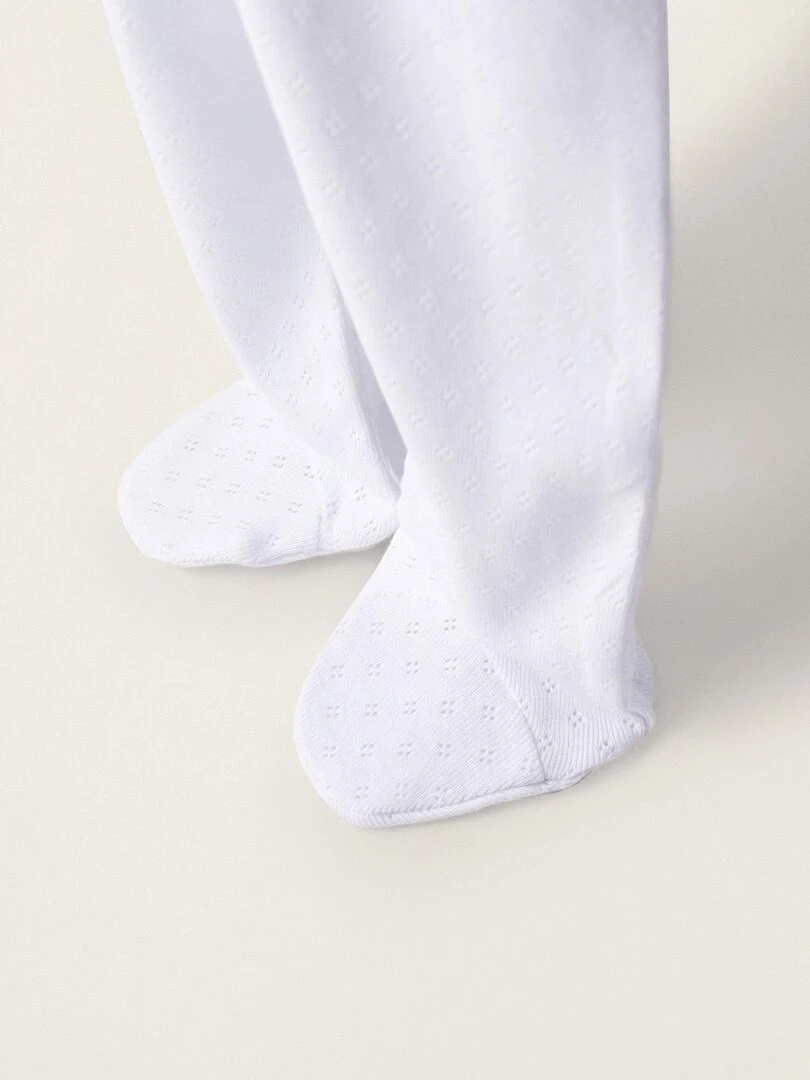 Pack 4 Pantalons en Coton avec Pieds pour Nouveau Né et Bébé  ESSENTIALS LINE   Blanc