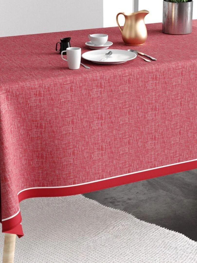 Nappe rectangulaire anti tache en Coton Chambray Tango Rouge