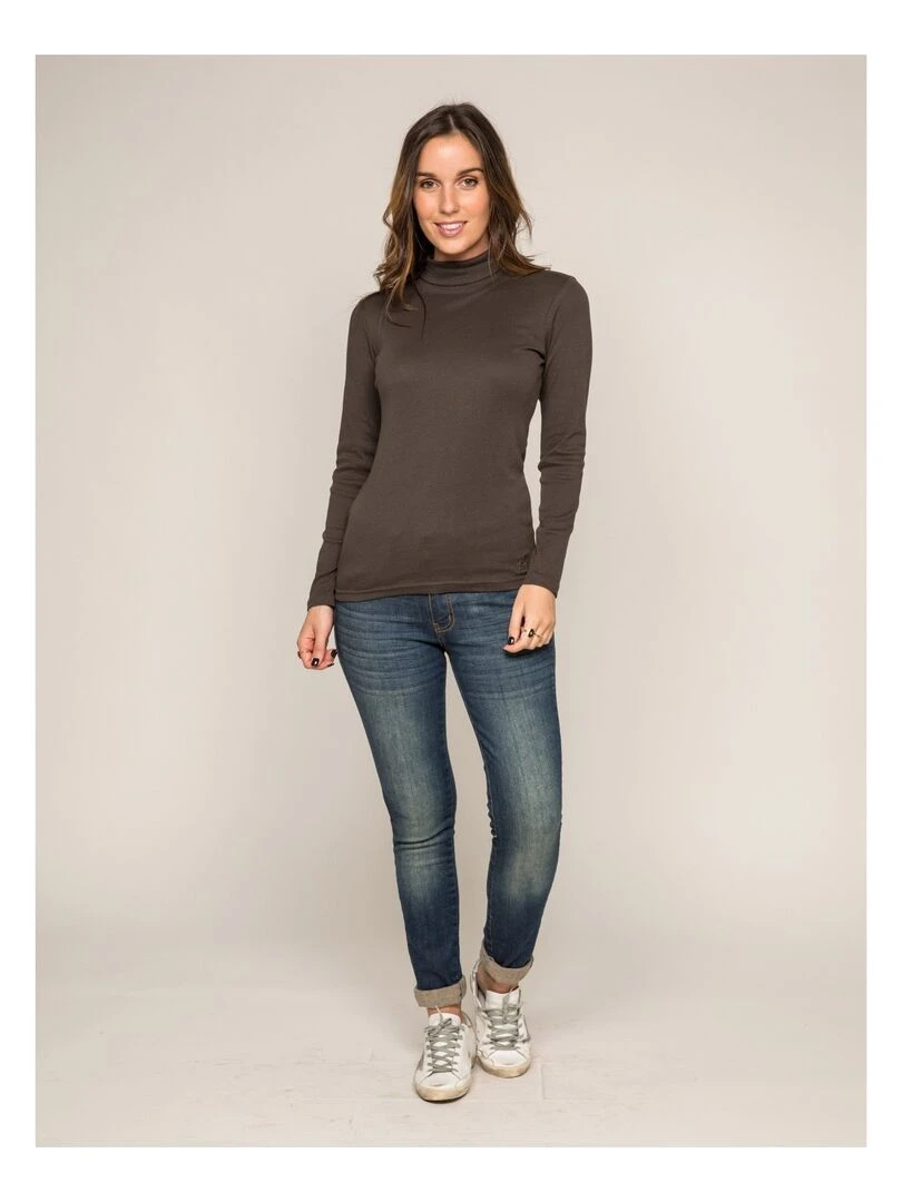 Sous pull col roulé pur coton organique FUSEE Gris foncé