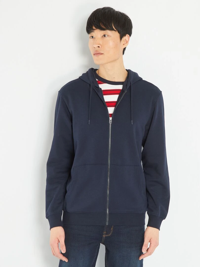 Sweat zippé à capuche   Bleu marine