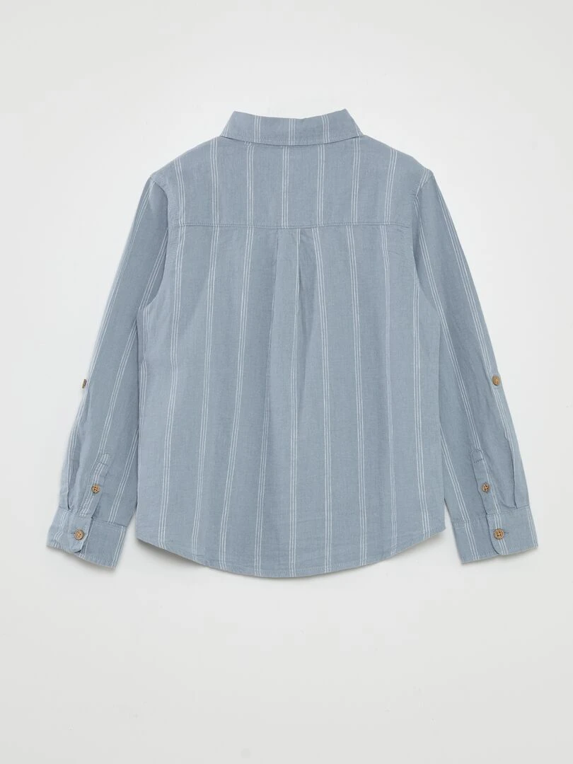 Chemise avec retroussables   BLEU
