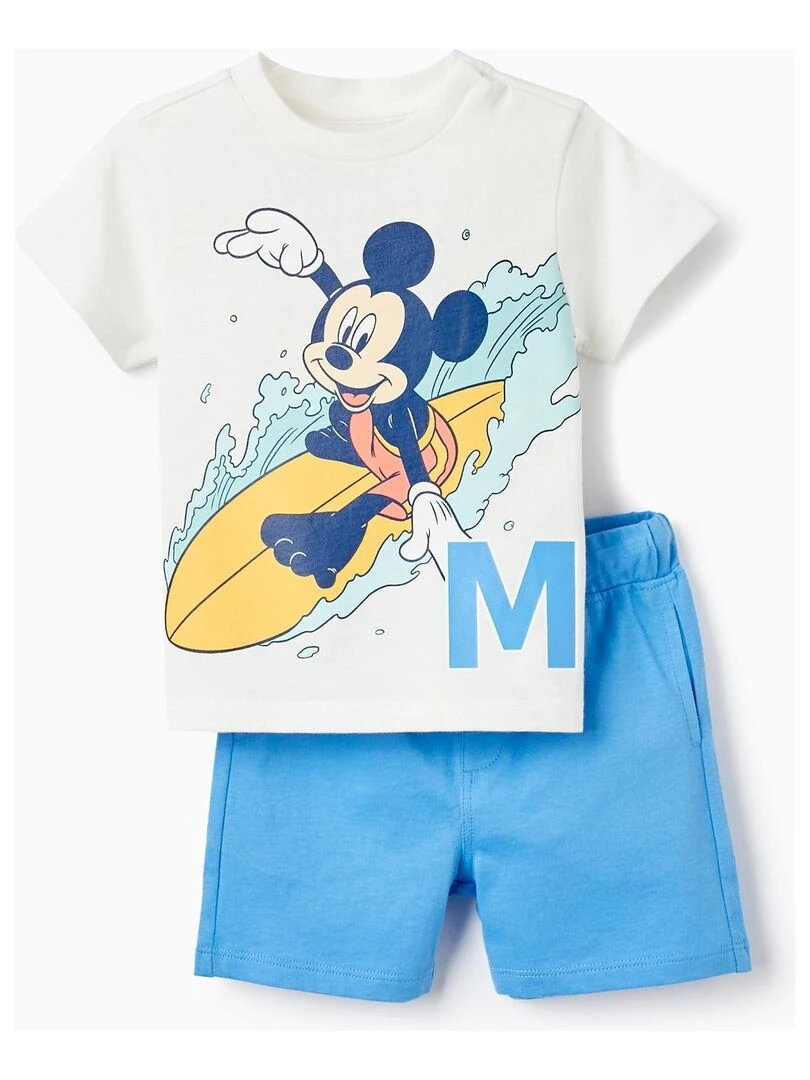 T Shirt + Short en coton pour bébé garçon 'Mickey' LICENSE Bleu foncé