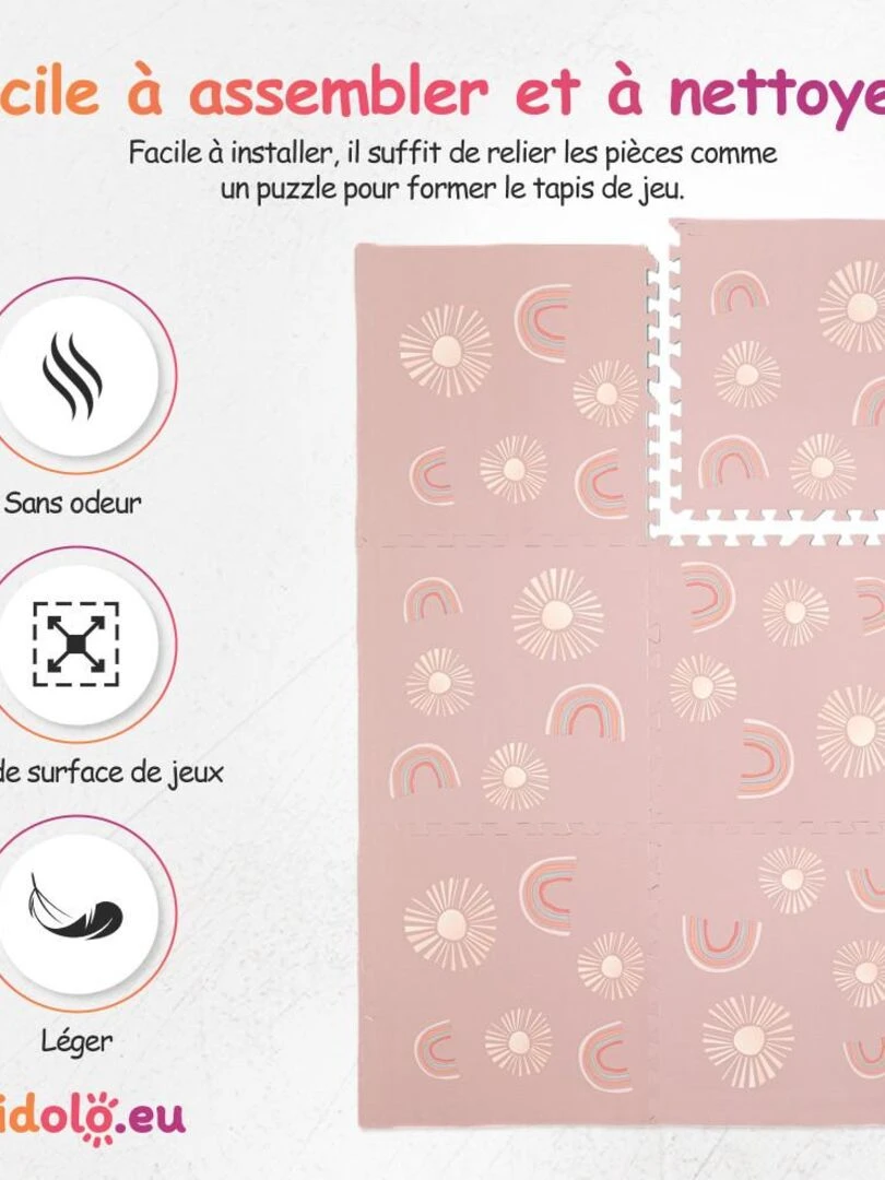 Tapis De Jeu Enfant Puzzle Arc En Ciel par Kidolo   120 x 180 cm   Rose
