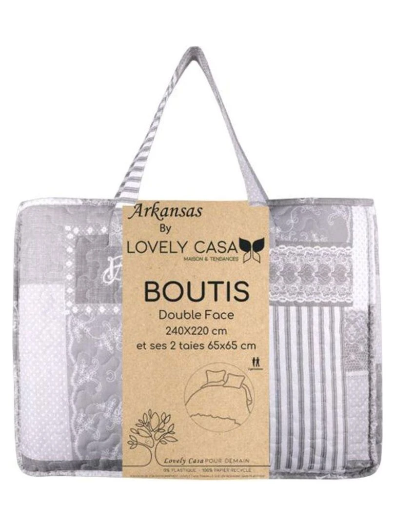 Boutis et Taies avec Imprimé Patchwork Romantique Gris clair