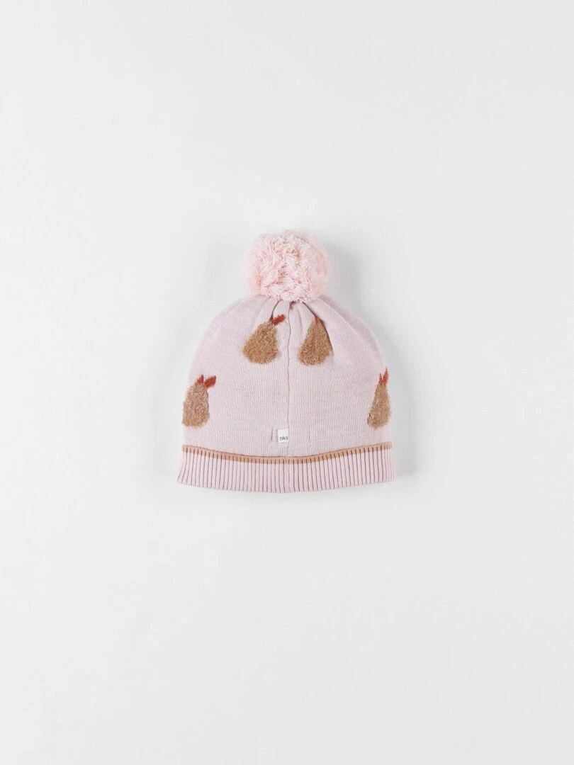 Bonnet poires en tricot clair/caramel Noukie's Rose