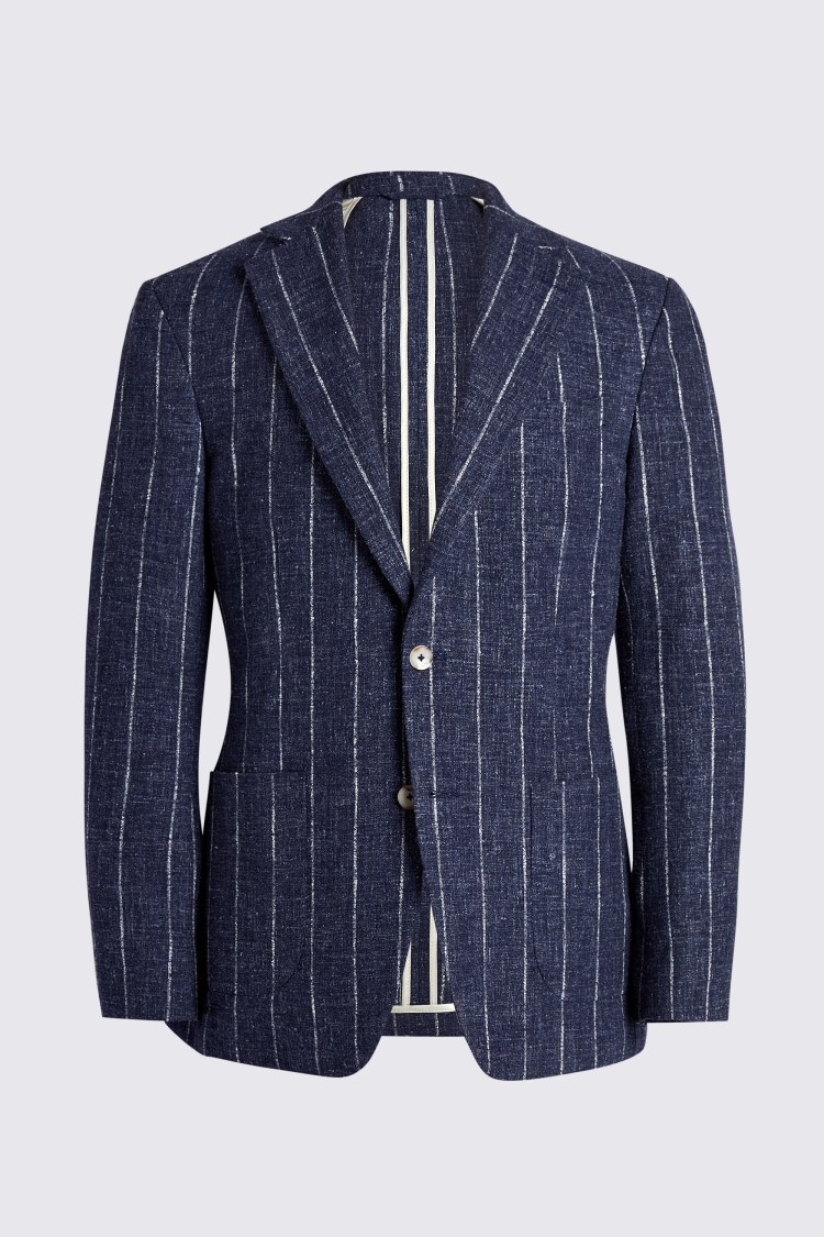 Slim Fit Navy Check Jacket   Buy Online at Moss