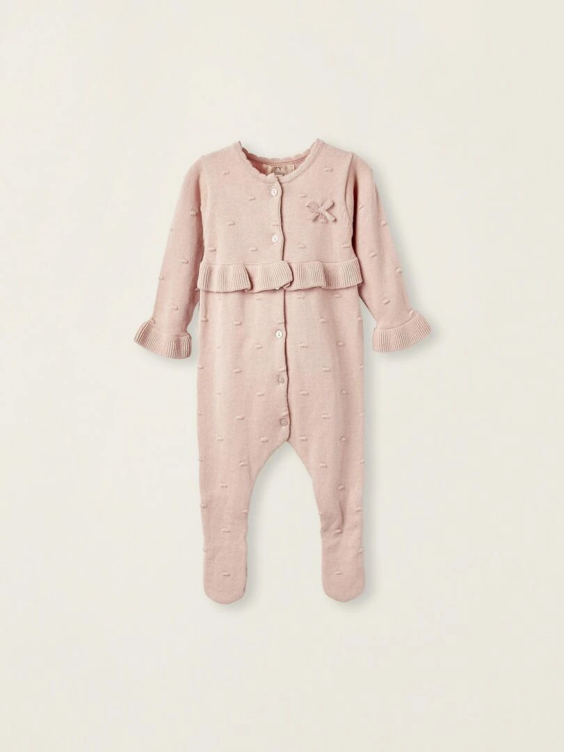 Grenouillère En Tricot De Coton Pour Nouveau Née EARLY BLOOM Rose clair