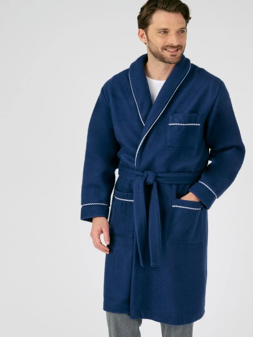 Robe de chambre en molleton Courtelle® manches longues Damart Bleu marine