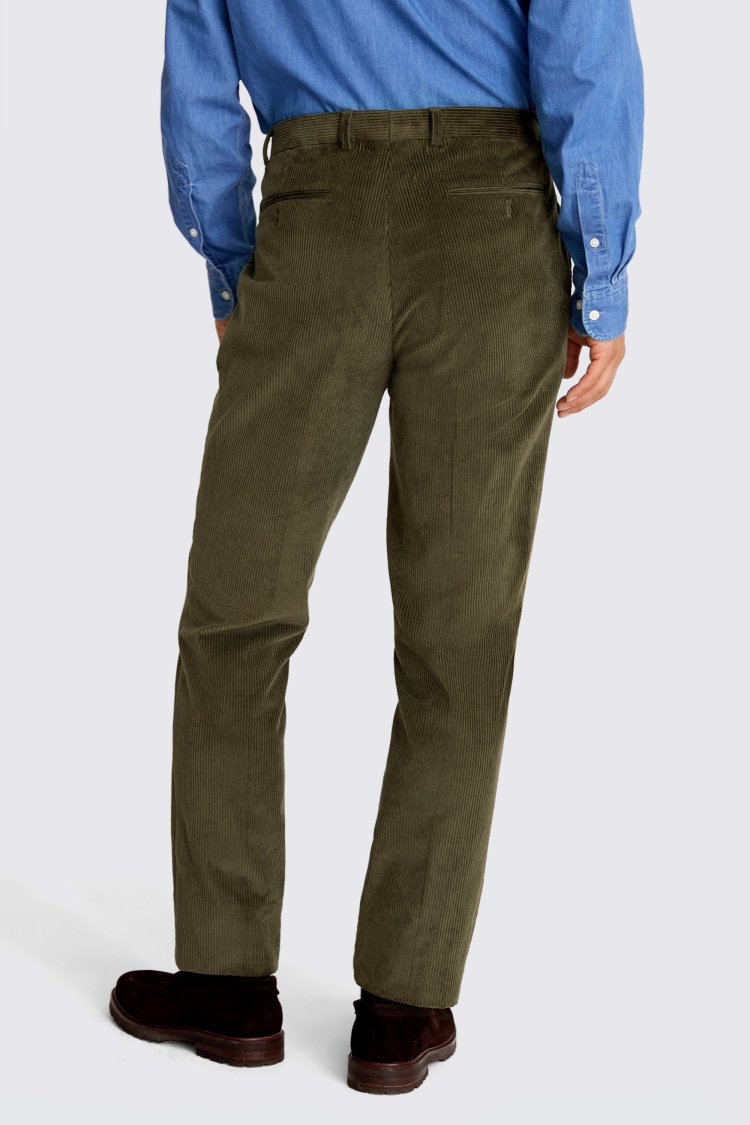 Tailored Fit Olive Corduroy Trousers Buy Online at Moss