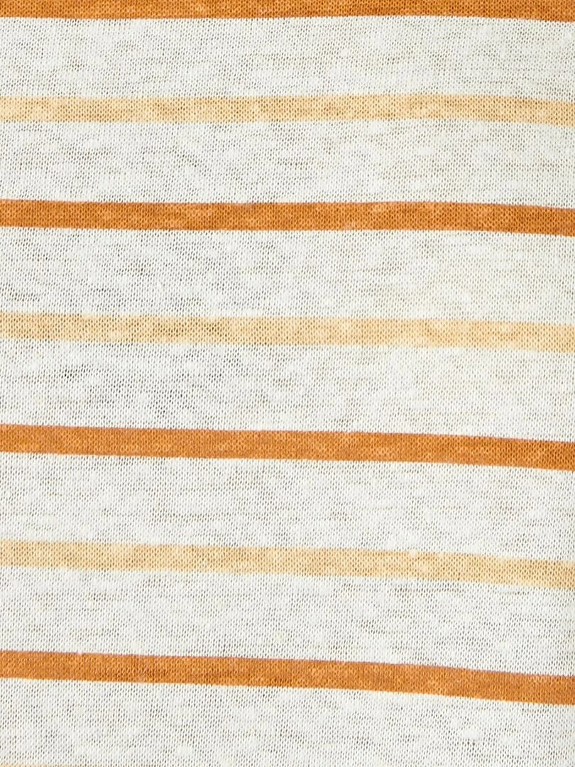 Tee shirt à rayures en lin majoritaire.   Damart   Beige