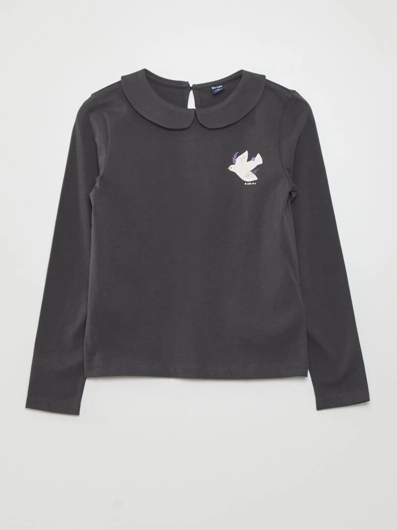 T shirt col claudine Noir