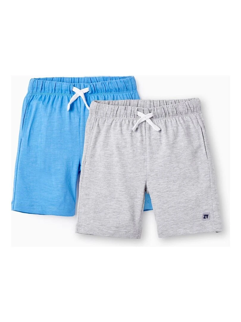 2 Shorts en Jersey de Coton pour Garçon Bleu