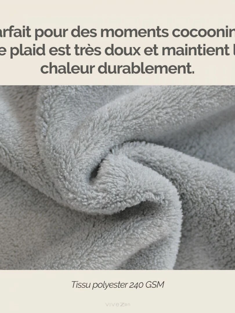 Couverture  plaid polaire en flanelle ultra doux   150 x 200 cm   Vivezen   Gris