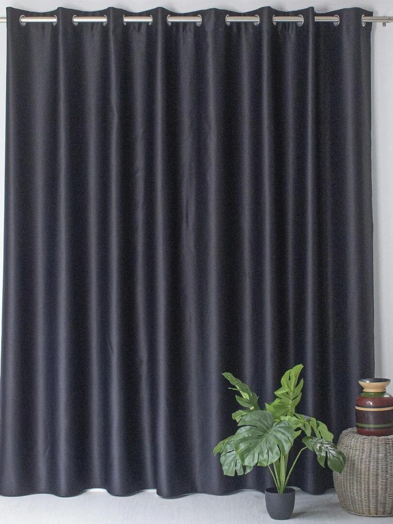 Rideau occultant fil noir en grande largeur Noir