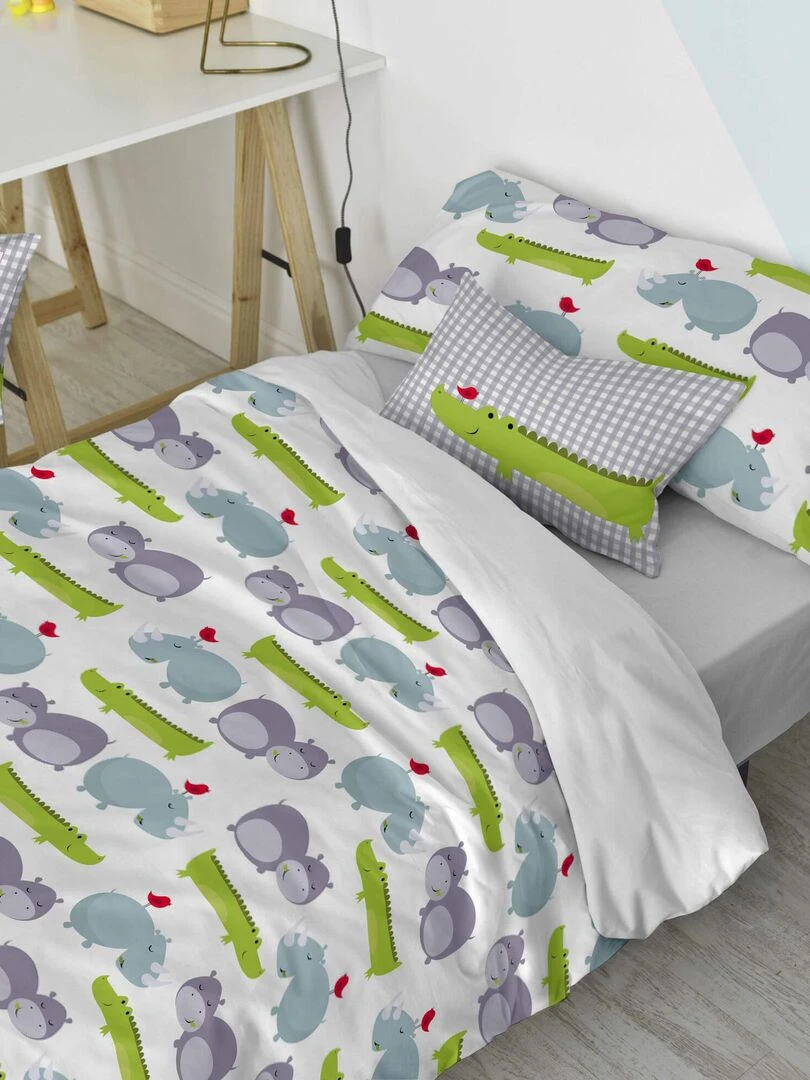 Housse de coussin Hippo "Happyfriday"   Blanc