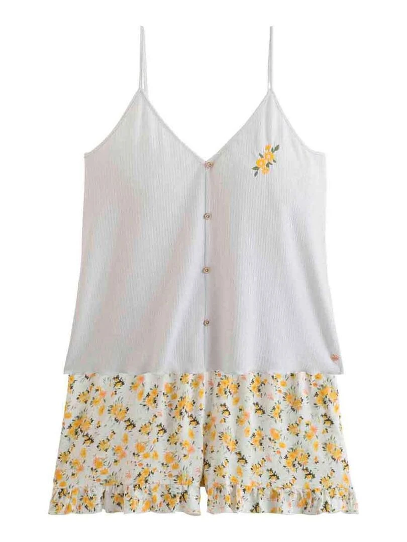 Top short FINESSE Brigitte Bardot Blanc Jaune