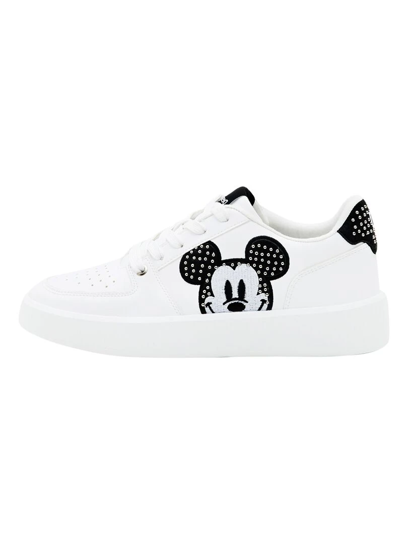 Basket à Lacets Desigual Fancy Mickey Studs Blanc