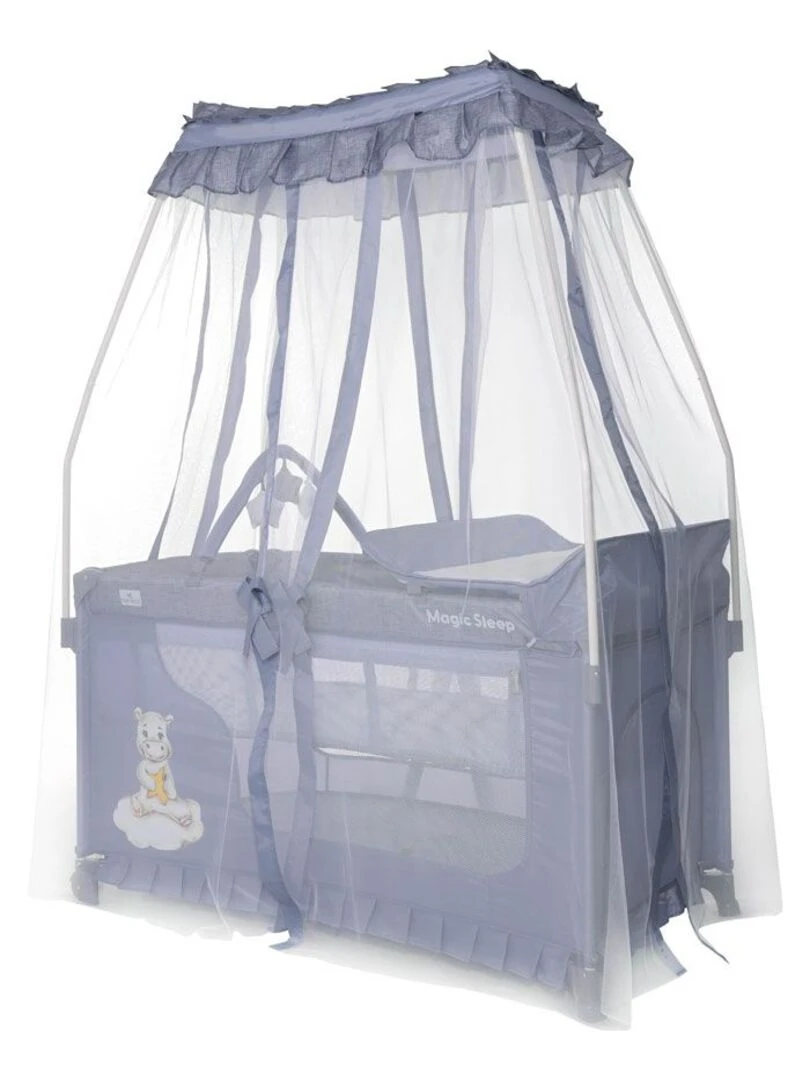 Lit parapluie bébé avec BALDAQUIN – Lit pliant / pliable à bascule Magic gris Gris