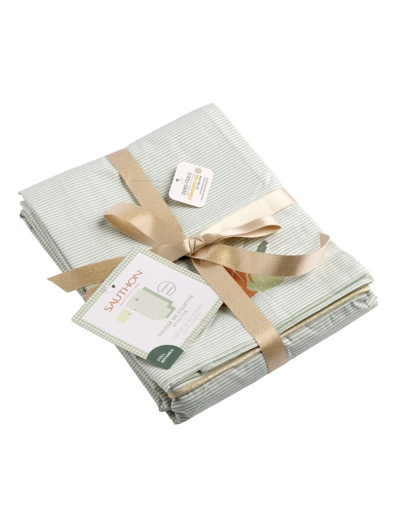 Housse de couette et taie d'oreiller coton SAUTHON Vert tilleul