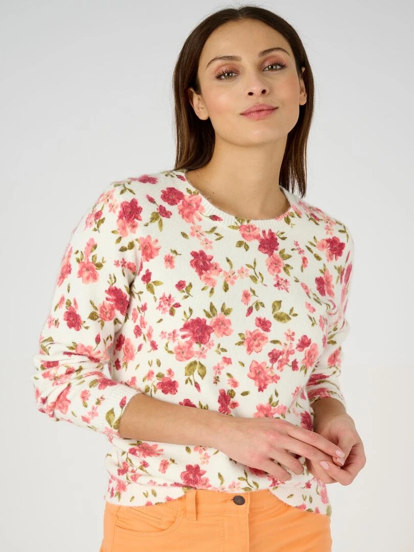 Pull imprimé floral Damart Rose