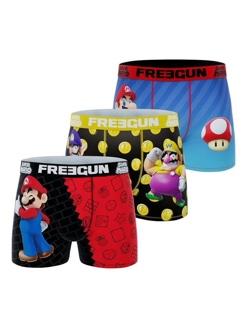 Lot de 3 boxers enfant Super Mario Bros Freegun Rouge