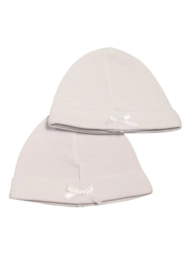 Lot de 2 bonnet blanc pour prématuré Blanc