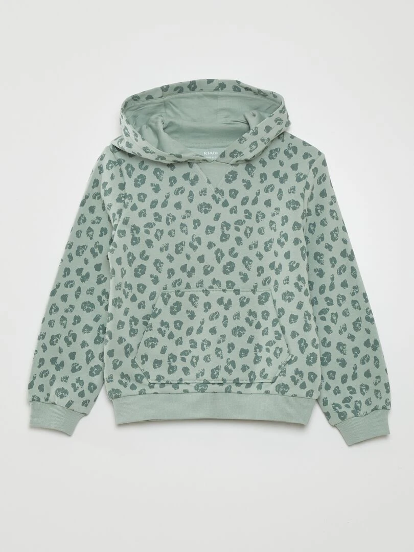 Sweat à capuche motif léopard Vert