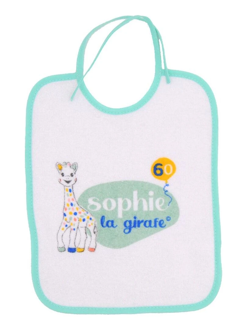 Lot de 7 bavoirs naissance à lacets Sophie la Girafe   Edition Anniversaire   Bleu