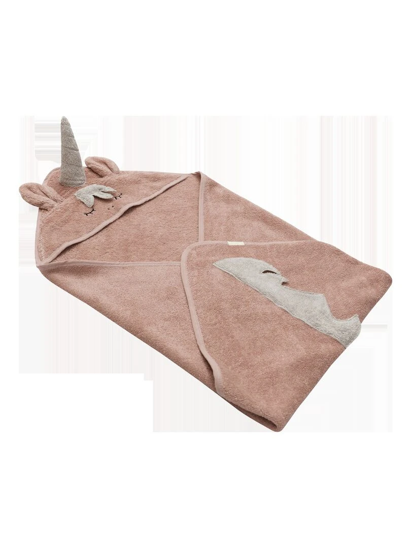 Serviette à capuche licorne   Rose