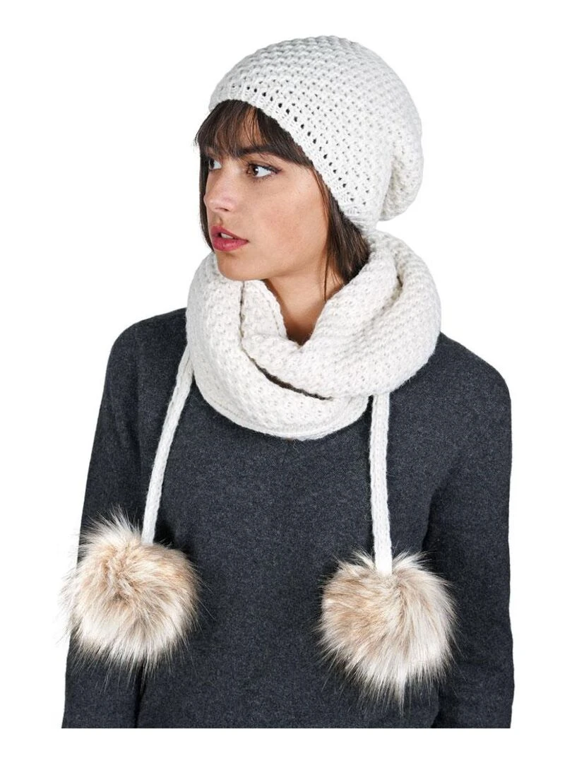 Ensemble Echarpe Bonnet Layra Made in UE Blanc