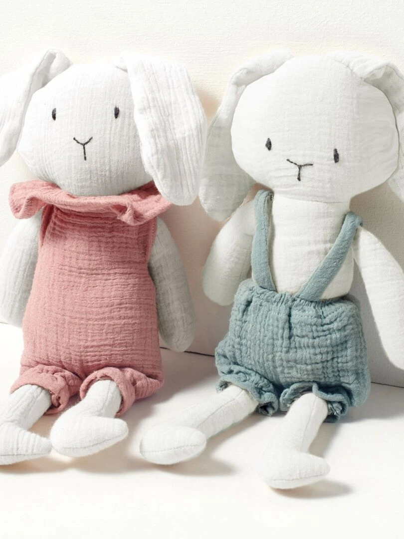 Peluche en coton mousseline lapin "Ben" 30 cm   N/A