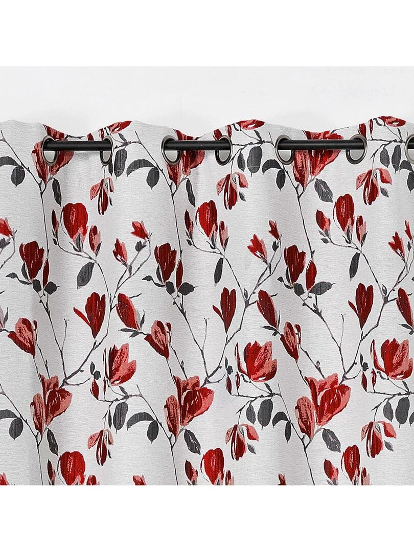 Rideau tamisant et imprimé Magnolia   Bordeaux