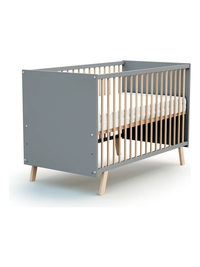 AT4 Lit bébé en bois Gris Marron