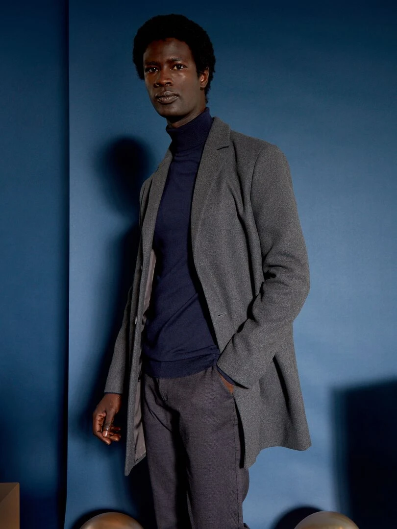 Manteau long avec ouverture boutonnée Gris