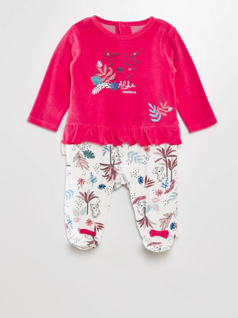 Pyjama velours effet 2 en 1 'Petit Béguin' Rose