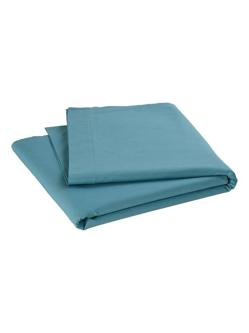 Drap plat pour lit bébé 100% coton Bio 'P'tit Basile' Bleu canard