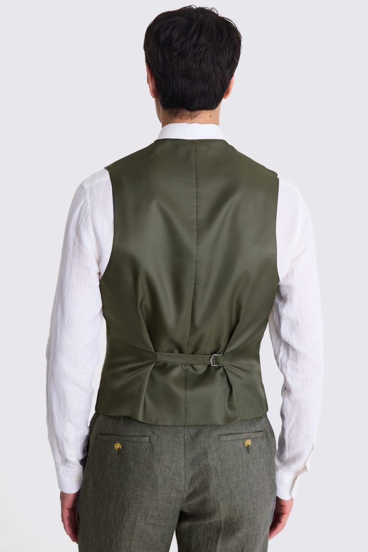 Slim Fit Green Puppytooth Linen Waistcoat Buy Online at Moss
