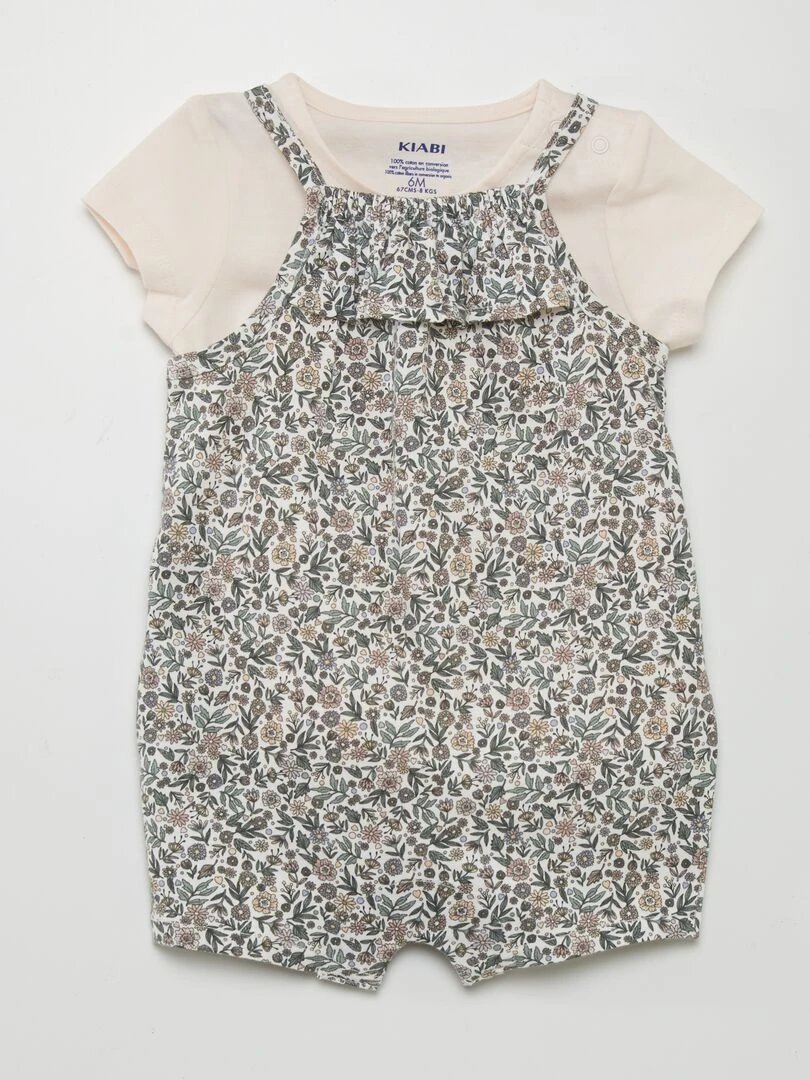 Ensemble combishort + t shirt 2 pièces Kaki