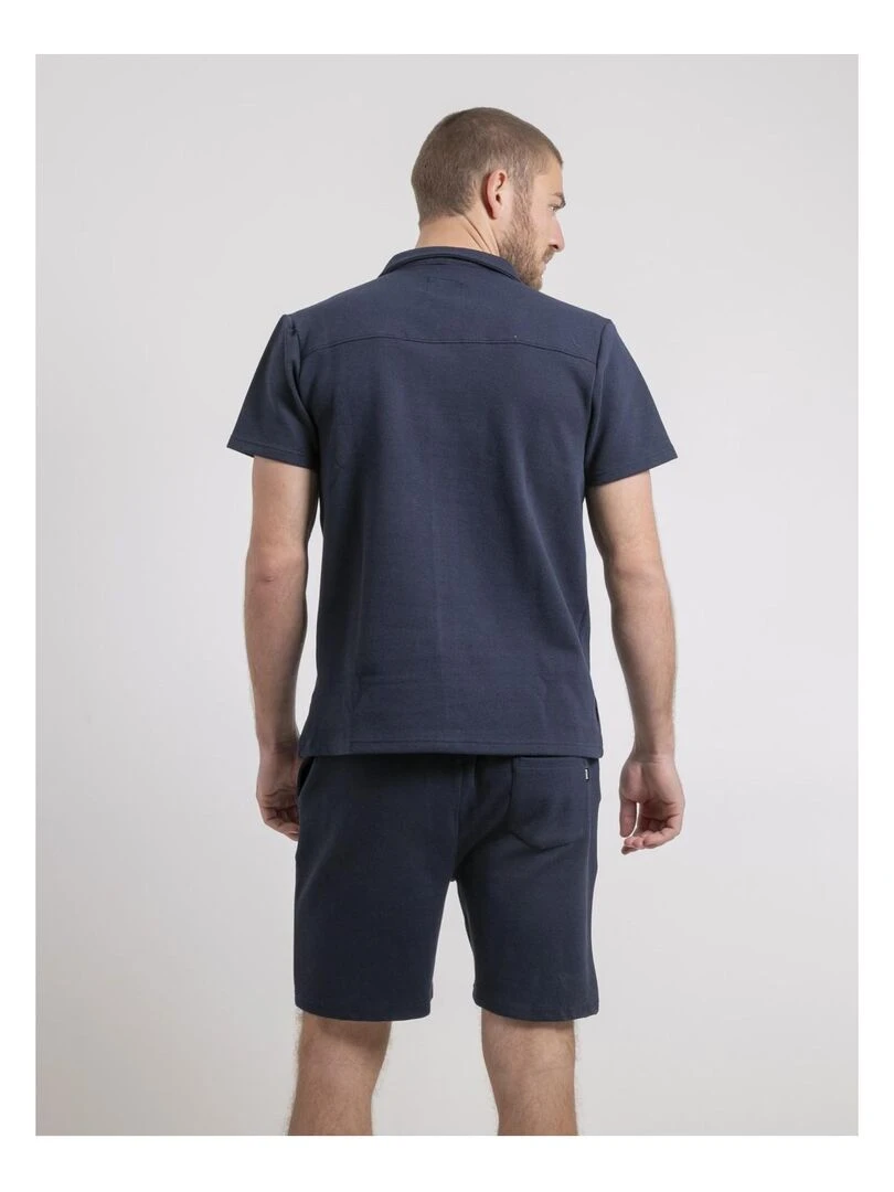 Chemise manches courtes maille coton DATACUBA Bleu marine
